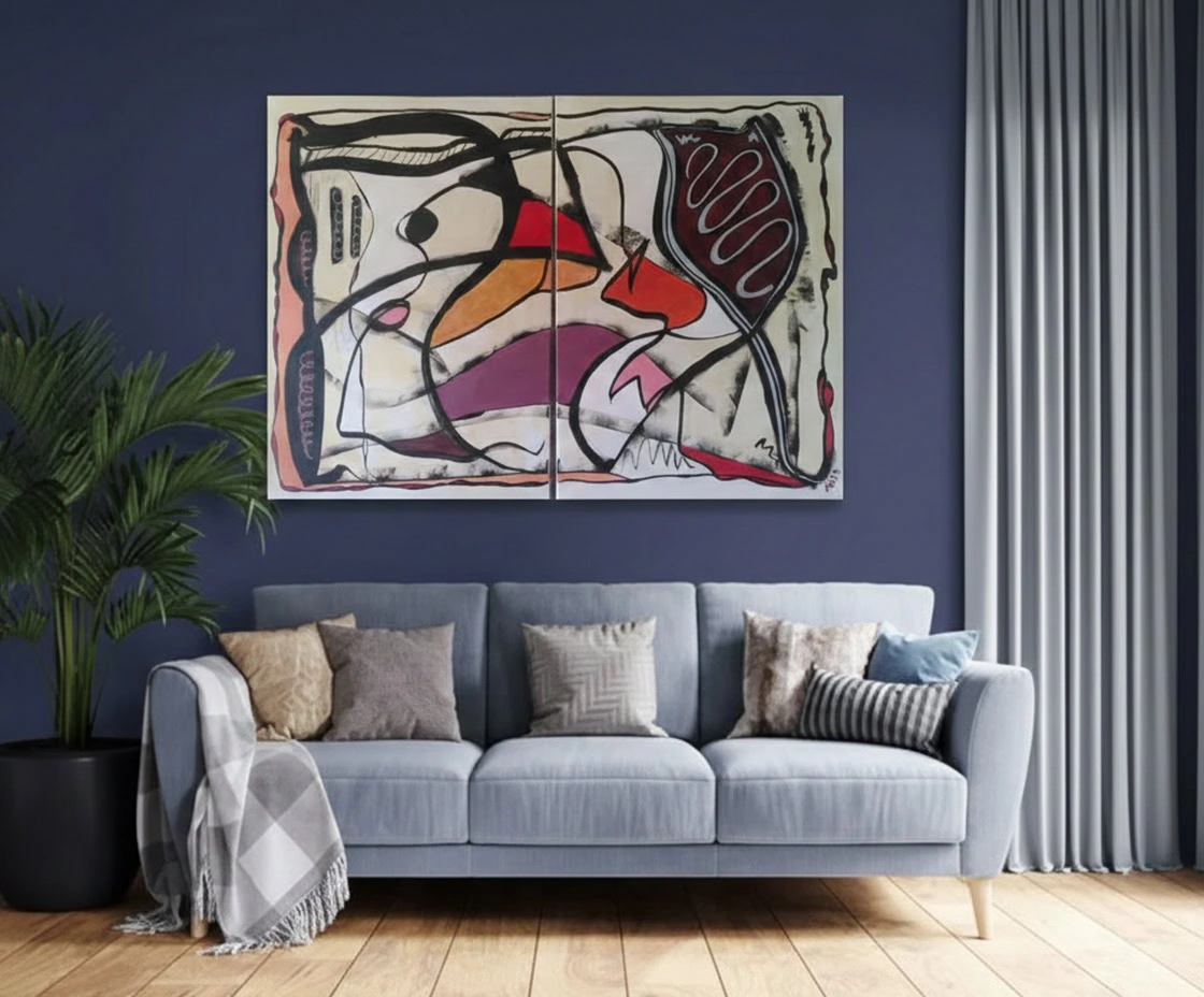 Fantasie-Tweeluik Fantasie-Tweeluik-op-de-achterwand-in-de-woonkamer